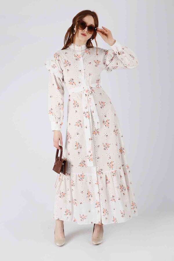 Floral Brode Dress Salmon - 3