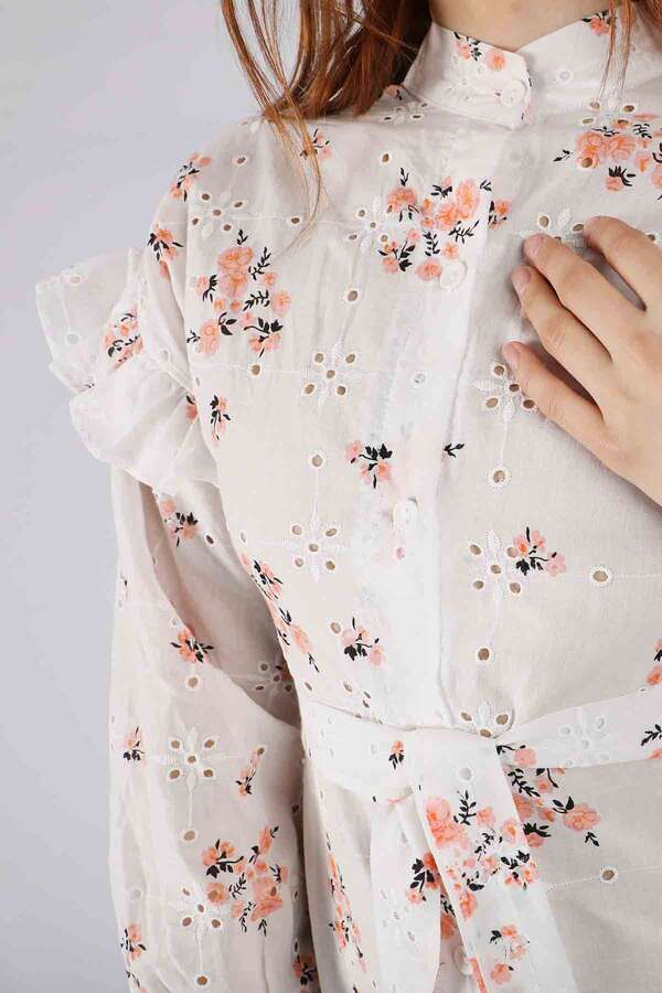 Floral Brode Dress Salmon - 4