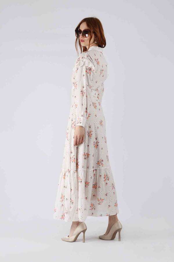 Floral Brode Dress Salmon - 5