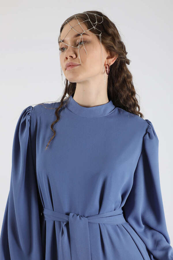 Flowy Frilly Dress Indıgo - 5