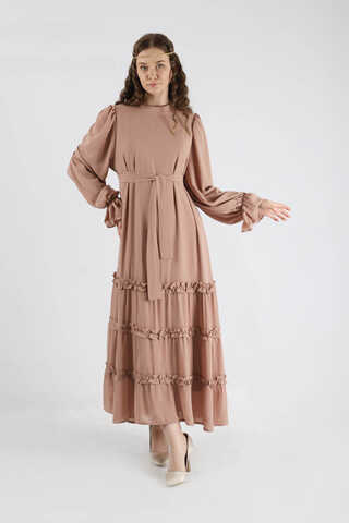 Flowy Frilly Dress Mink - 1