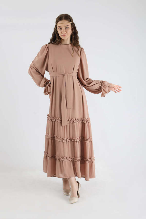 Flowy Frilly Dress Mink - 1