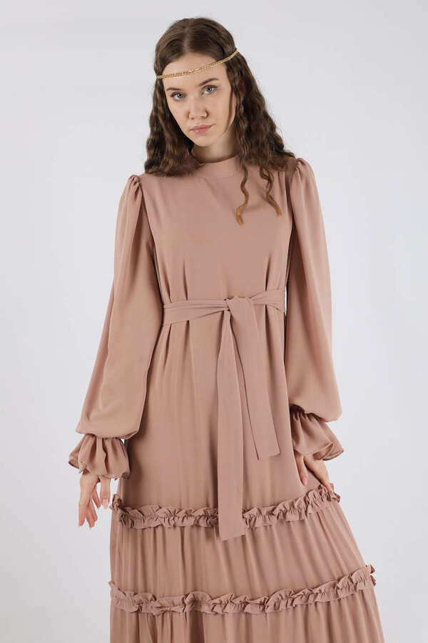 Flowy Frilly Dress Mink - 2