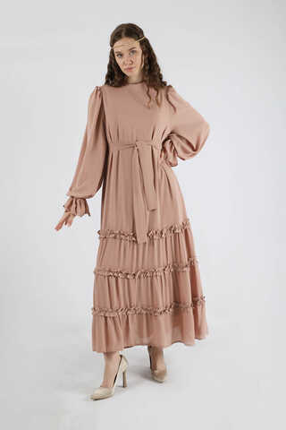 Flowy Frilly Dress Mink - 3