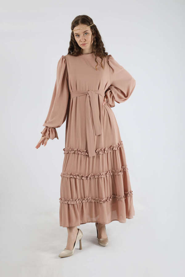 Flowy Frilly Dress Mink - 3