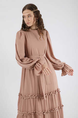 Flowy Frilly Dress Mink - 4