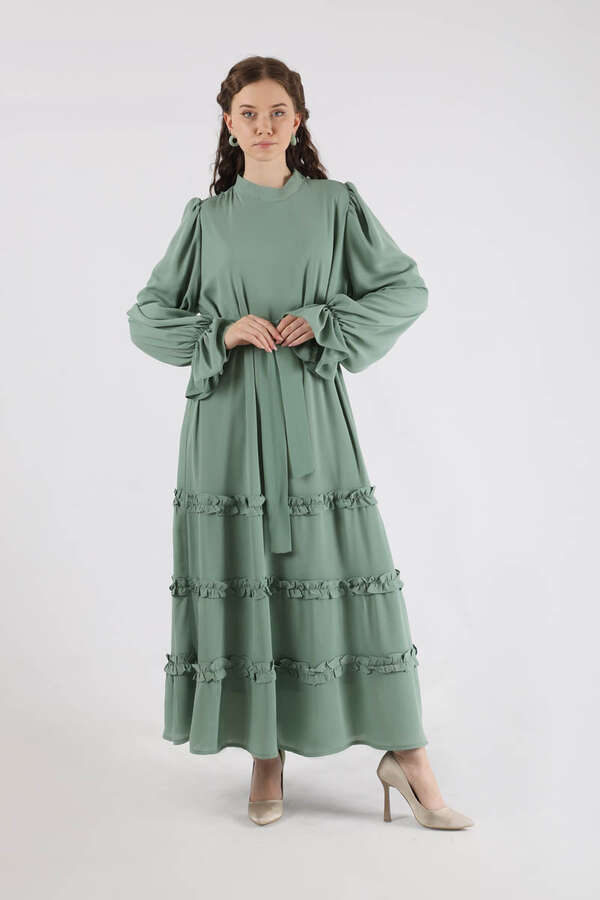 Flowy Frilly Dress Mint - 1