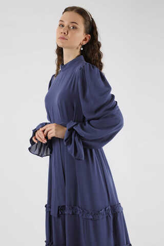 Flowy Frilly Dress Navy Blue - 2
