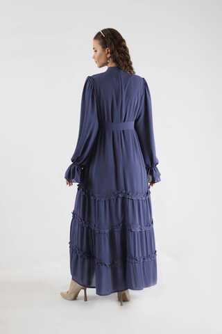 Flowy Frilly Dress Navy Blue - 5