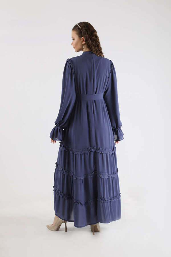 Flowy Frilly Dress Navy Blue - 5