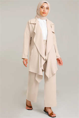 Flowy Jacket Suit Beige - 1