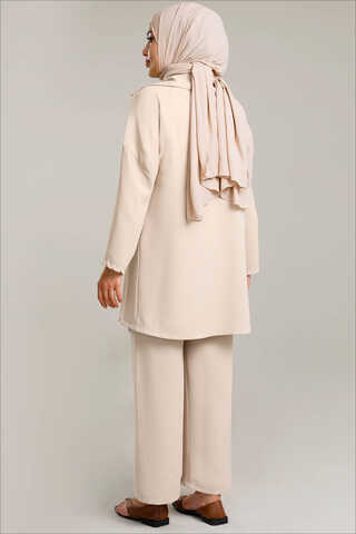 Flowy Jacket Suit Beige - 5