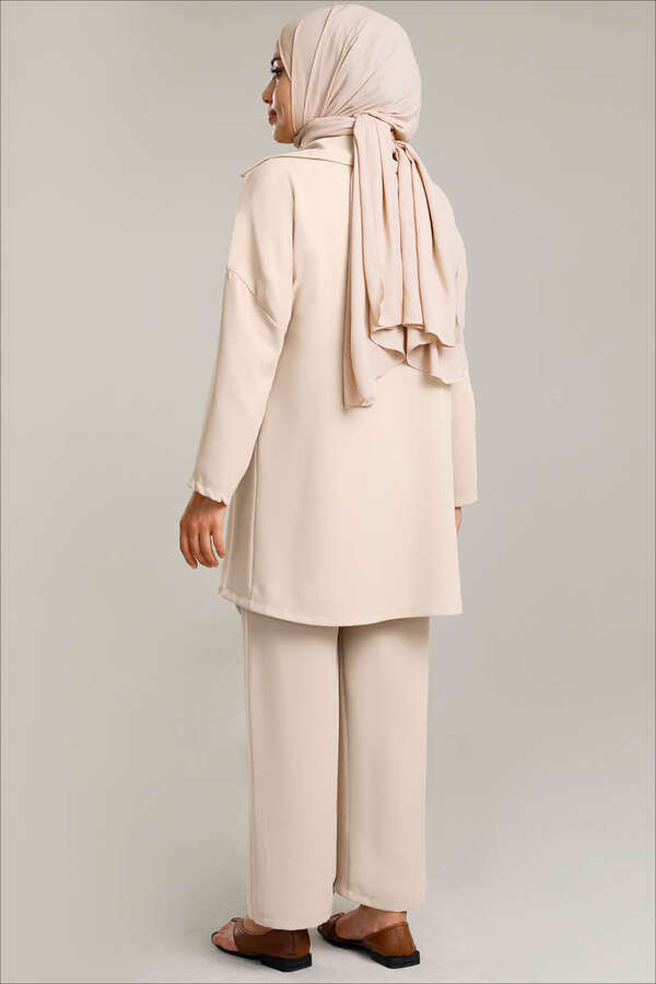 Flowy Jacket Suit Beige - 5