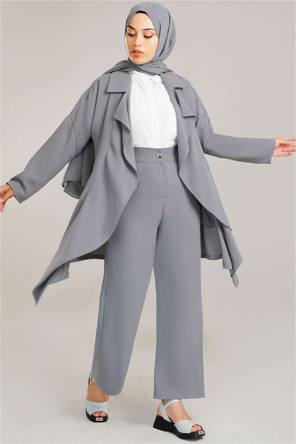 Flowy Jacket Suit Gray - 1