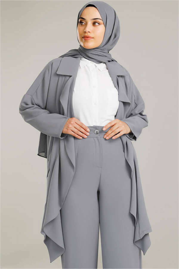 Flowy Jacket Suit Gray - 3