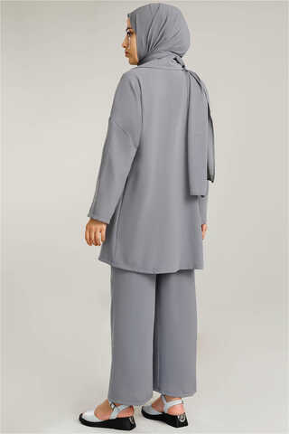 Flowy Jacket Suit Gray - 4
