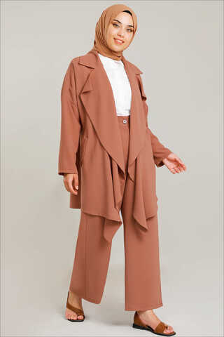 Flowy Jacket Suit Peach - 1