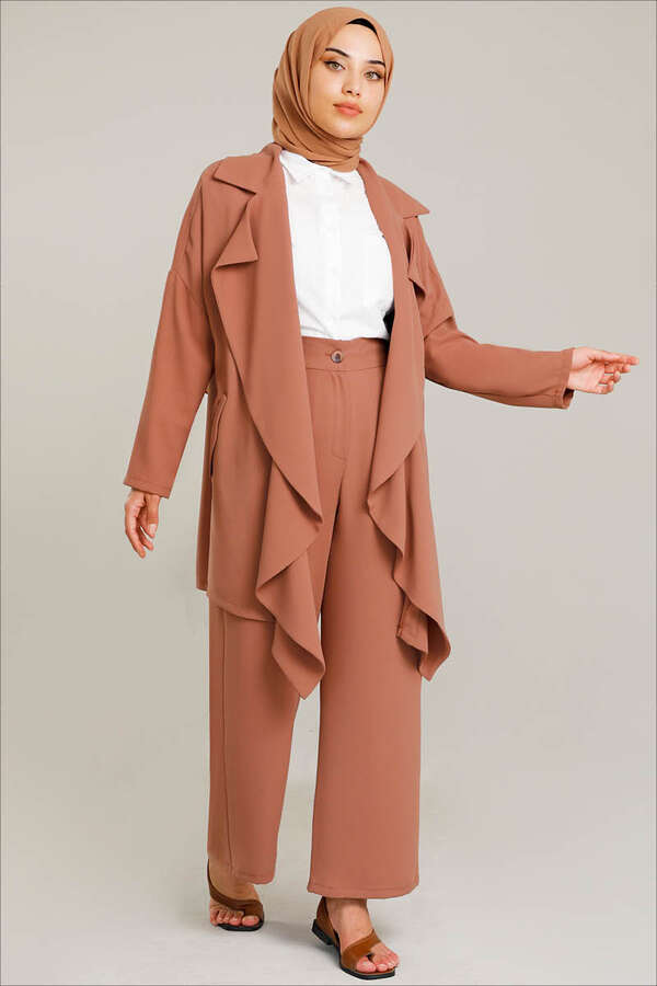Flowy Jacket Suit Peach - 2