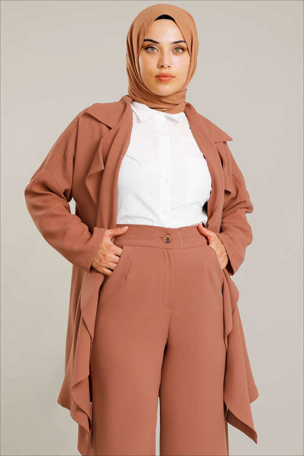 Flowy Jacket Suit Peach - 3