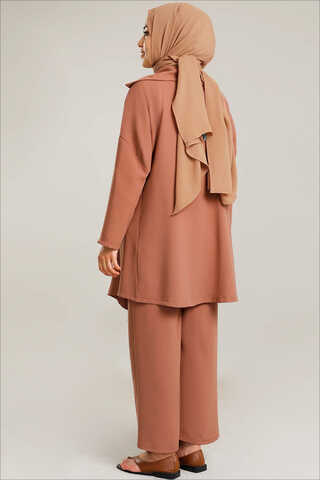 Flowy Jacket Suit Peach - 4
