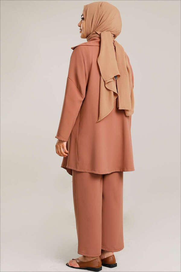 Flowy Jacket Suit Peach - 4