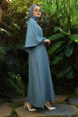Flywheel Cuff Piece Abaya Suit Baby Blue - 4