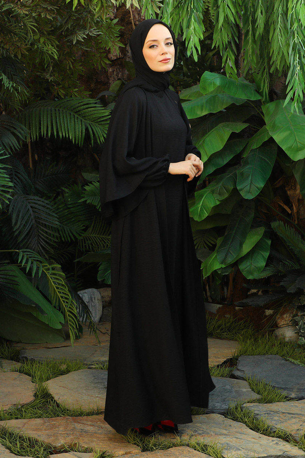 Flywheel Cuff Piece Abaya Suit Black - 5
