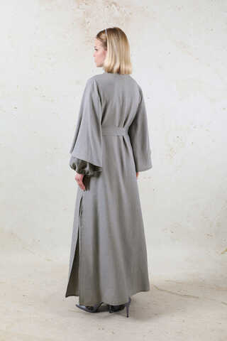 Flywheel Cuff Piece Abaya Suit Grey - 12