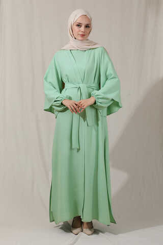 Flywheel Cuff Pieced Abaya Set Water Green - 3