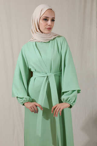 Flywheel Cuff Pieced Abaya Set Water Green - 4
