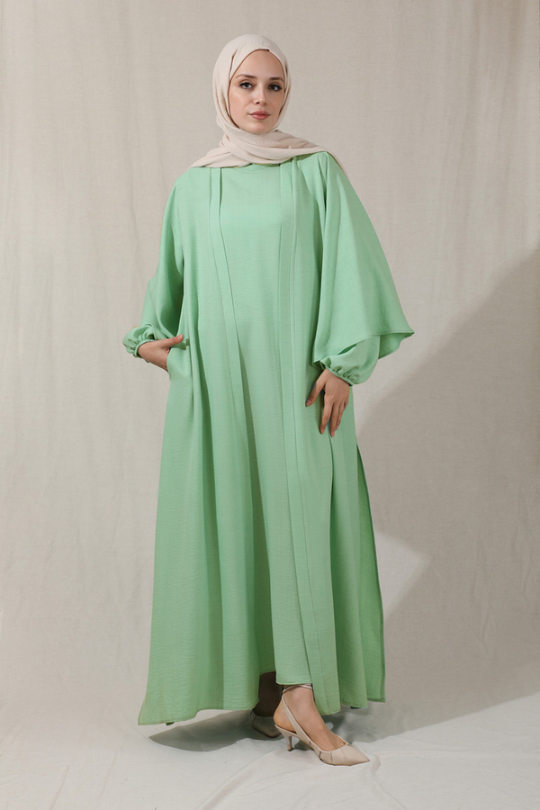 Flywheel Cuff Pieced Abaya Set Water Green - 5