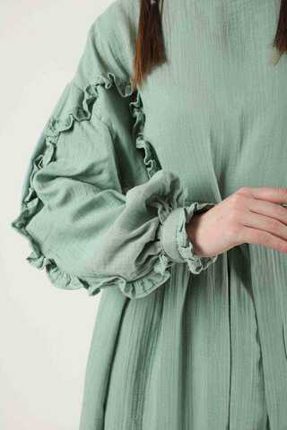 Frill Detailed Belted Dress Mint - 2