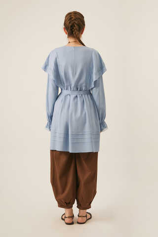 Frill Detailed Lace Tunic Baby Blue - 5