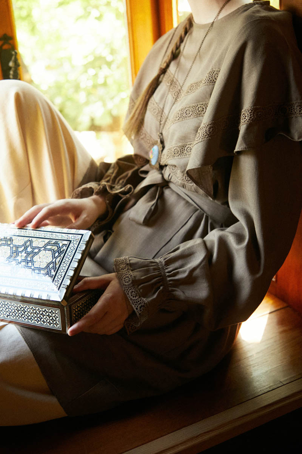 Frill Detailed Lace Tunic Earth Tone - 2