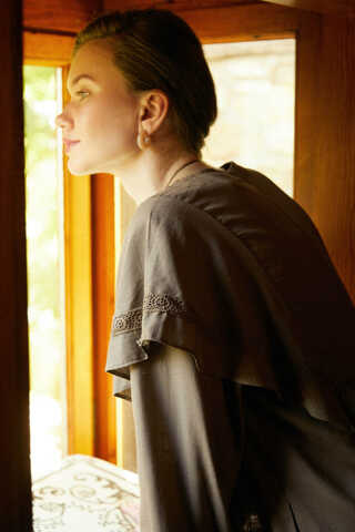 Frill Detailed Lace Tunic Earth Tone - 5