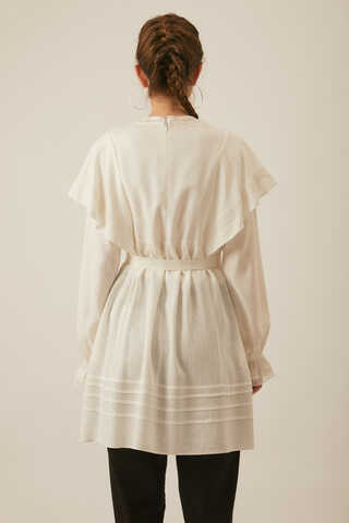 Frill Detailed Lace Tunic White - 5