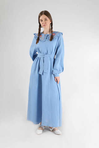 Frilly Baby Collar Dress Baby Blue - 1