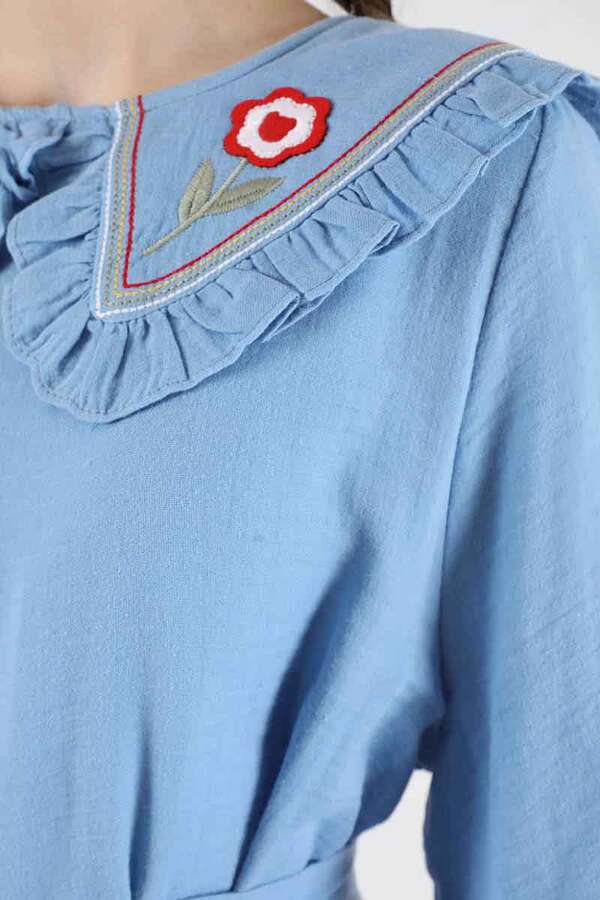 Frilly Baby Collar Dress Baby Blue - 2