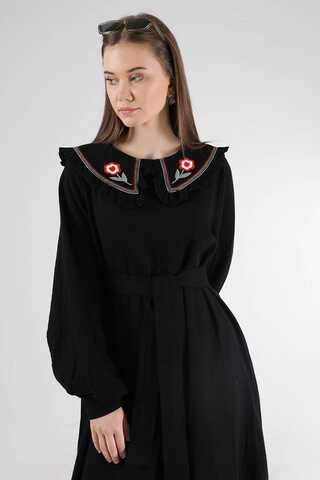 Frilly Baby Collar Dress Black - 2