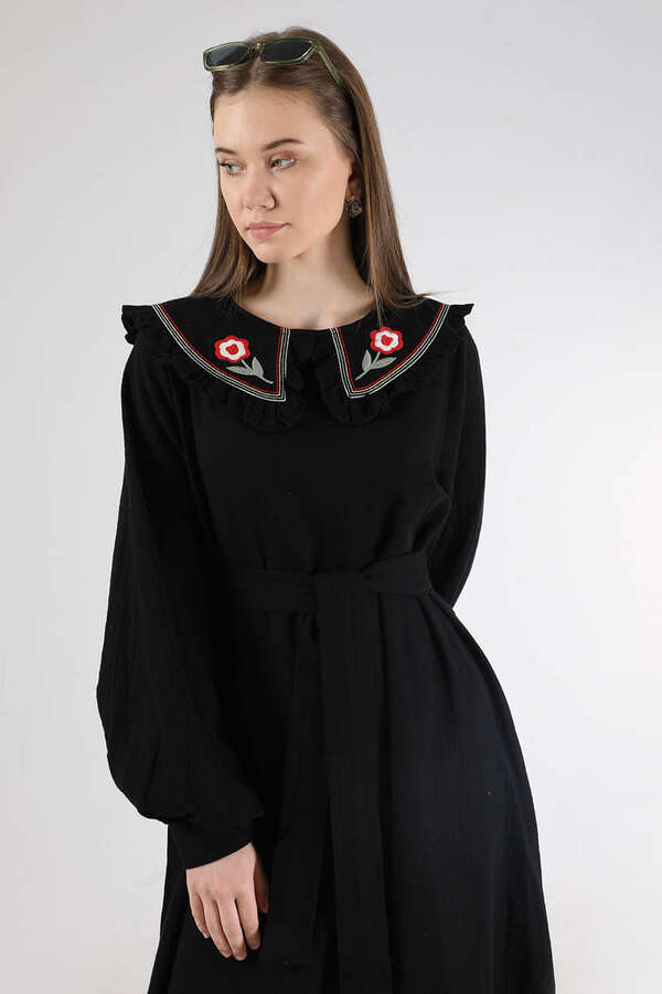 Frilly Baby Collar Dress Black - 2