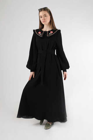 Frilly Baby Collar Dress Black - 3