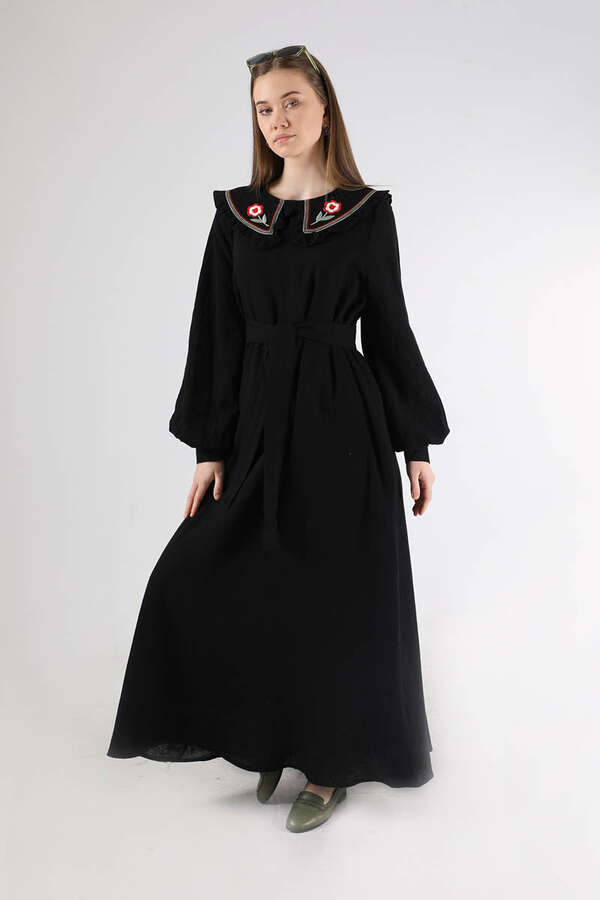 Frilly Baby Collar Dress Black - 3