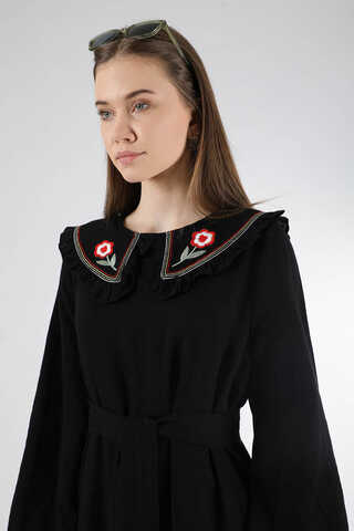 Frilly Baby Collar Dress Black - 4