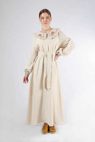 Frilly Baby Collar Dress Cream - 1