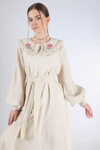 Frilly Baby Collar Dress Cream - 2