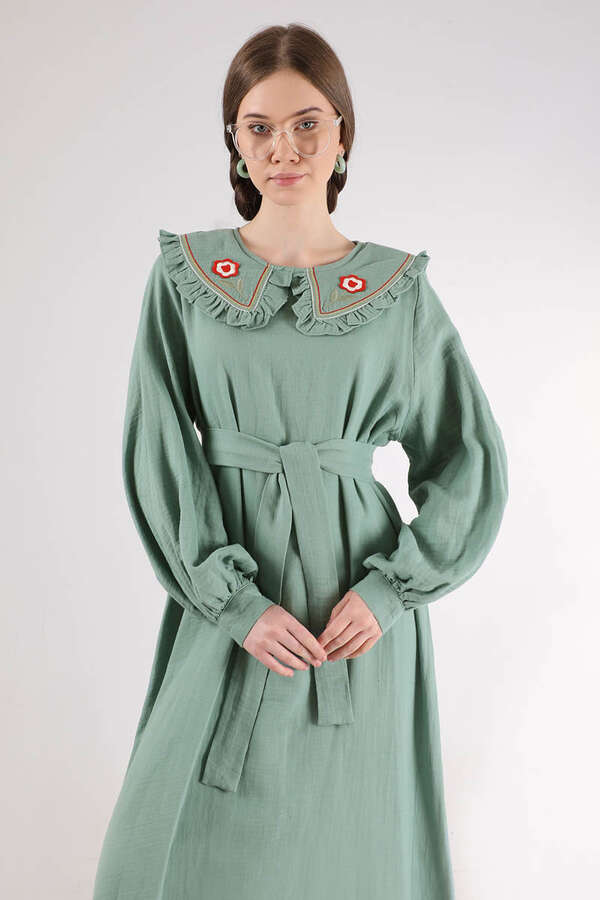 Frilly Baby Collar Dress Mınt - 4