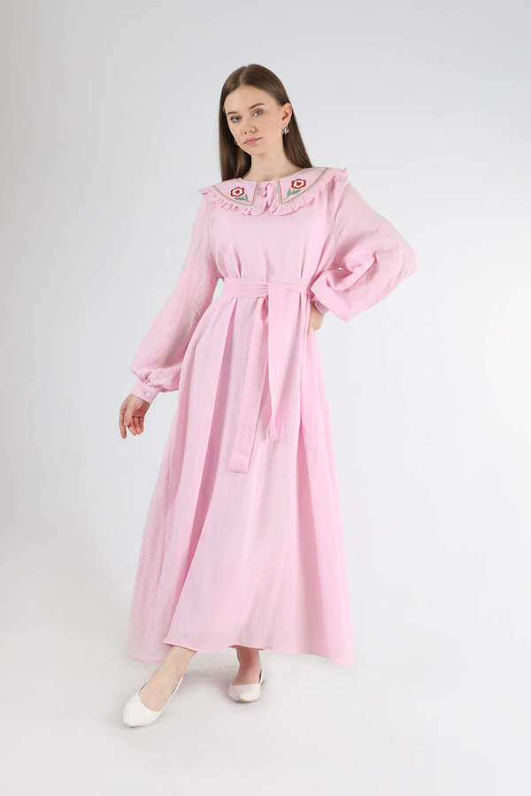 Frilly Baby Collar Dress Pink - 1