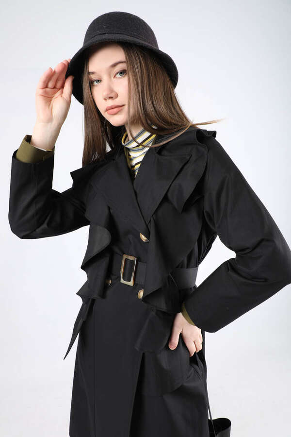 Frilly Trench Black - 2