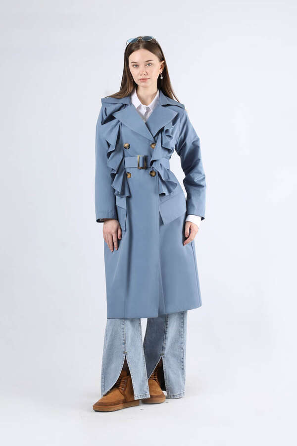 Frilly Trench İndigo - 1