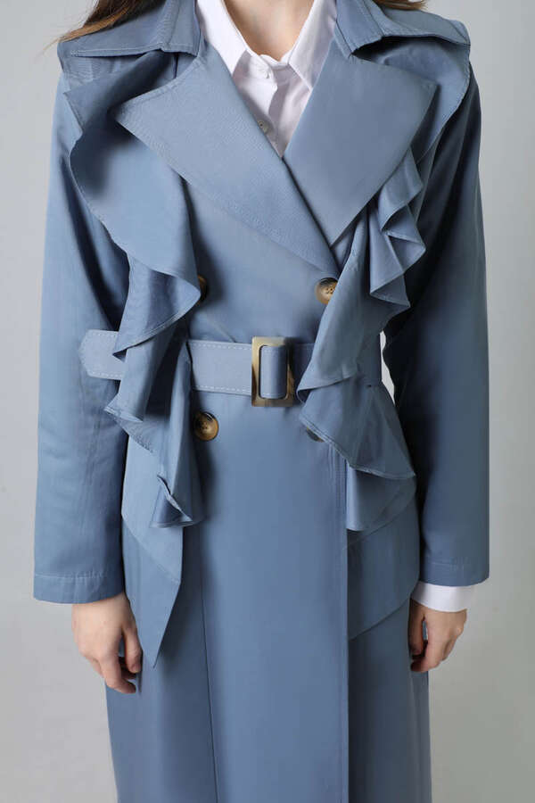 Frilly Trench İndigo - 2